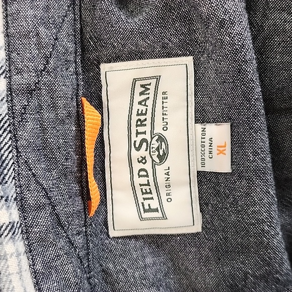 Field & Stream black cream flannel 2 pocket button up shirt Size XL - Picture 5 of 7